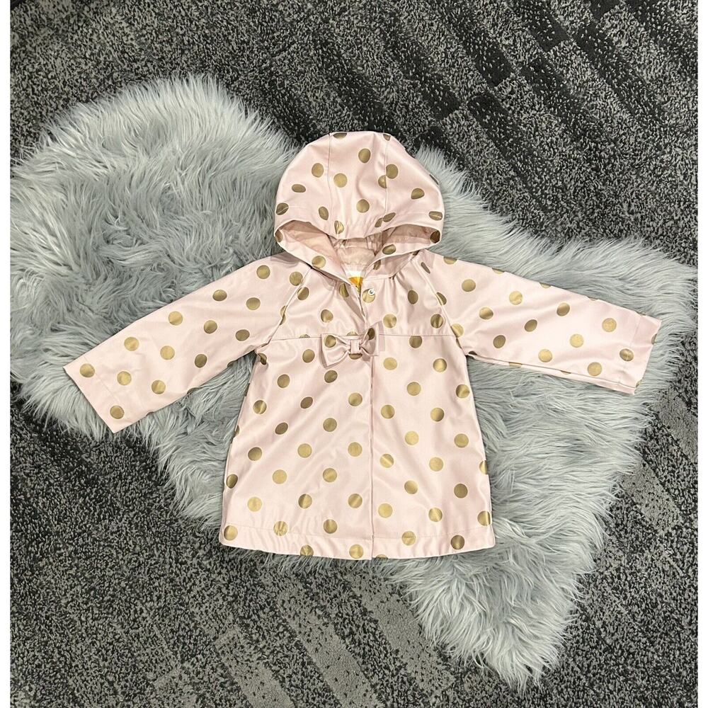 C&C California Blush & Rose Gold PolkaDot Raincoat 2T